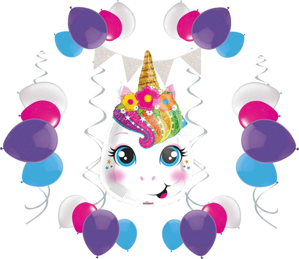 e-Carnavalskleding.nl Feestpakket Unicorn versiering | Unicorn pakket Small | Unicorn Kinderfeest pakket |